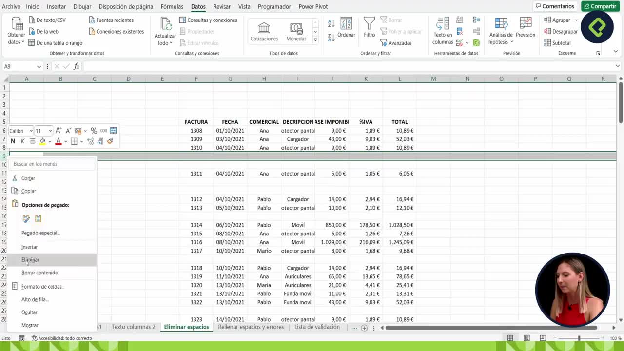 Gestión de Espacios en Blanco y Errores en Excel