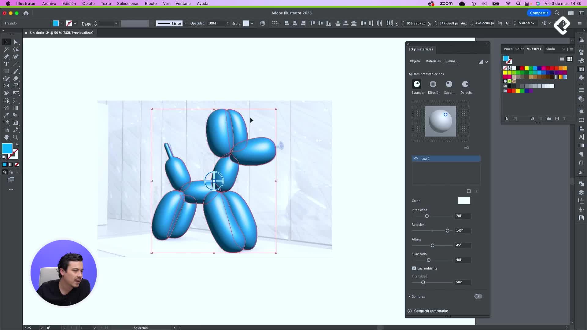 Manipulación de Iluminación y Renderizado en Illustrator 3D