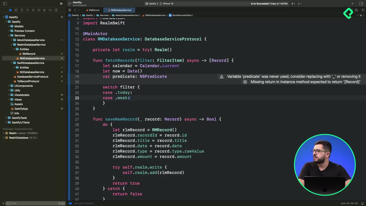Implementación de Predicados con Realm para Filtrar Registros
